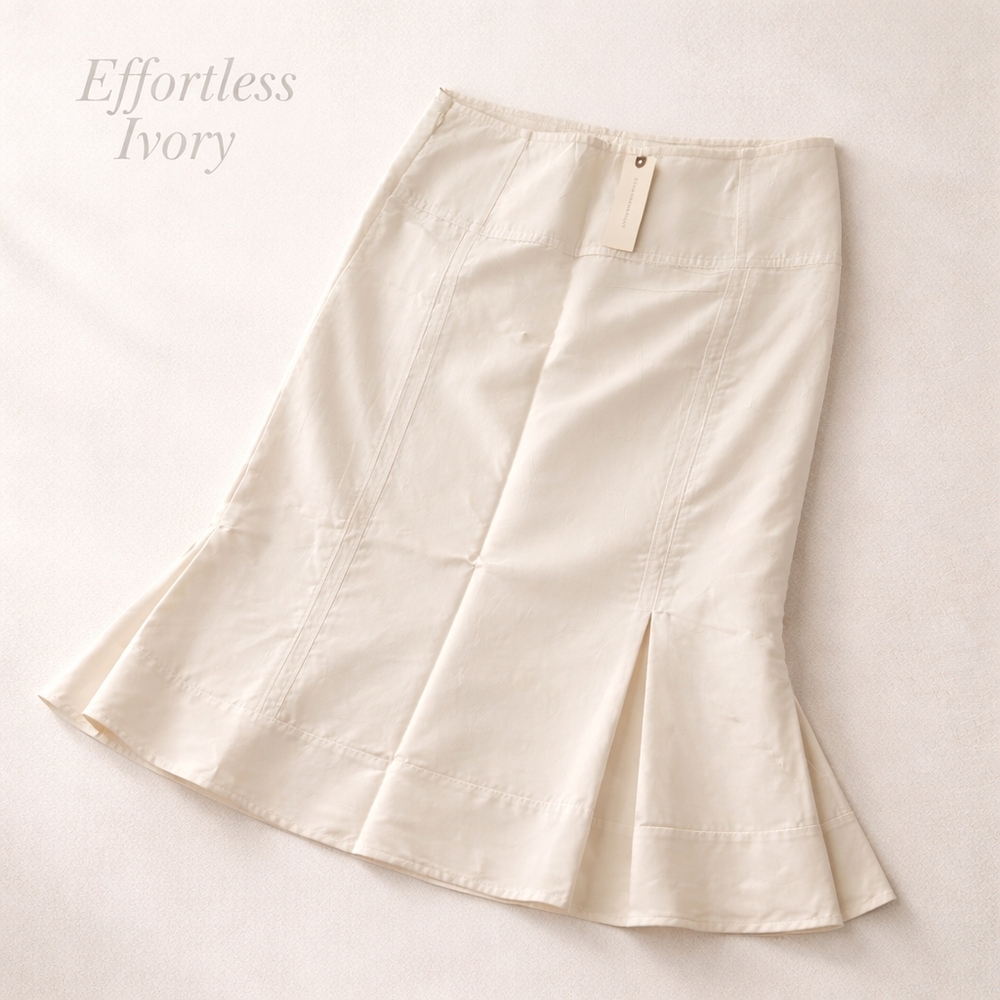 Anthropologie Ivory Knee-Length Midi Skirt NWT Size 2 | Spring Resort
